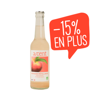 Boisson pétillante pêche et fleur de sureau bio