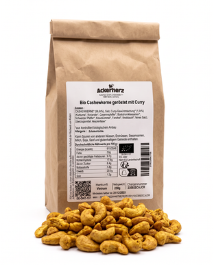 Bio Cashewkerne geröstet mit Curry 250 g