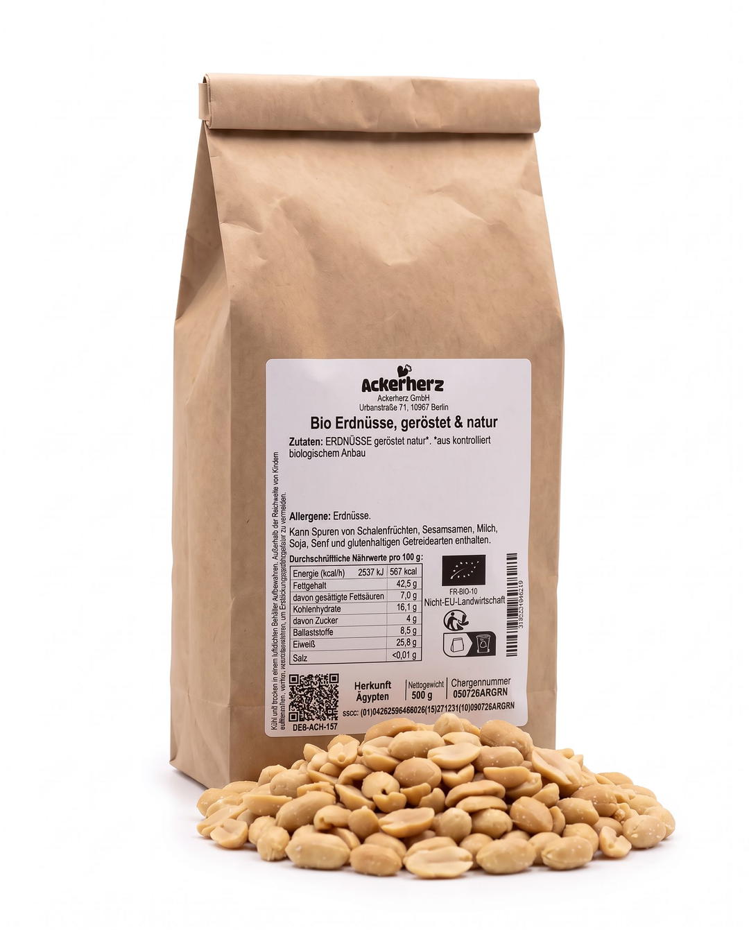 Bio Erdnüsse, geröstet & natur 500 g