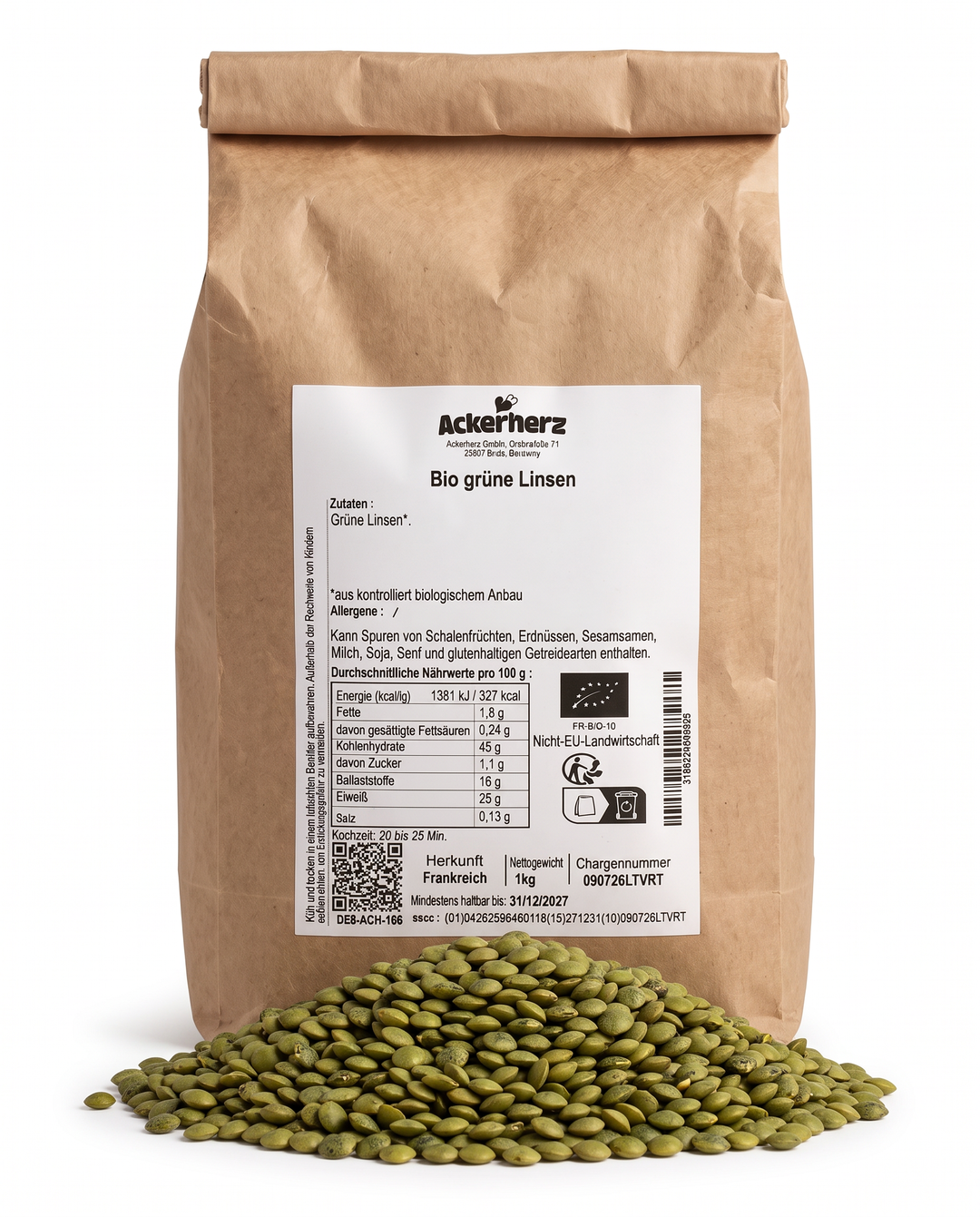 Bio grüne Linsen 1 kg