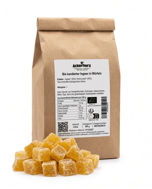 Bio kandierter Ingwer in Würfeln 500 g