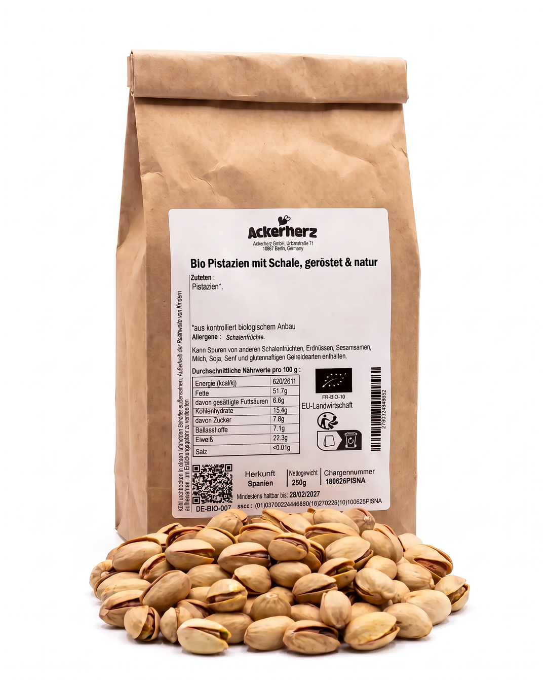 Bio Pistazien mit Schale, geröstet & natur 250 g