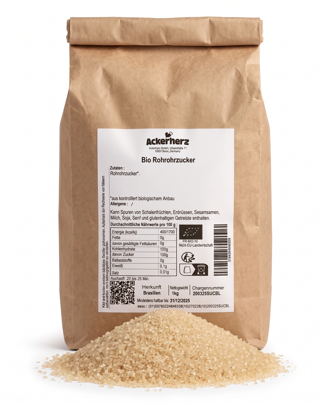 Bio Rohrohrzucker hell 1 kg