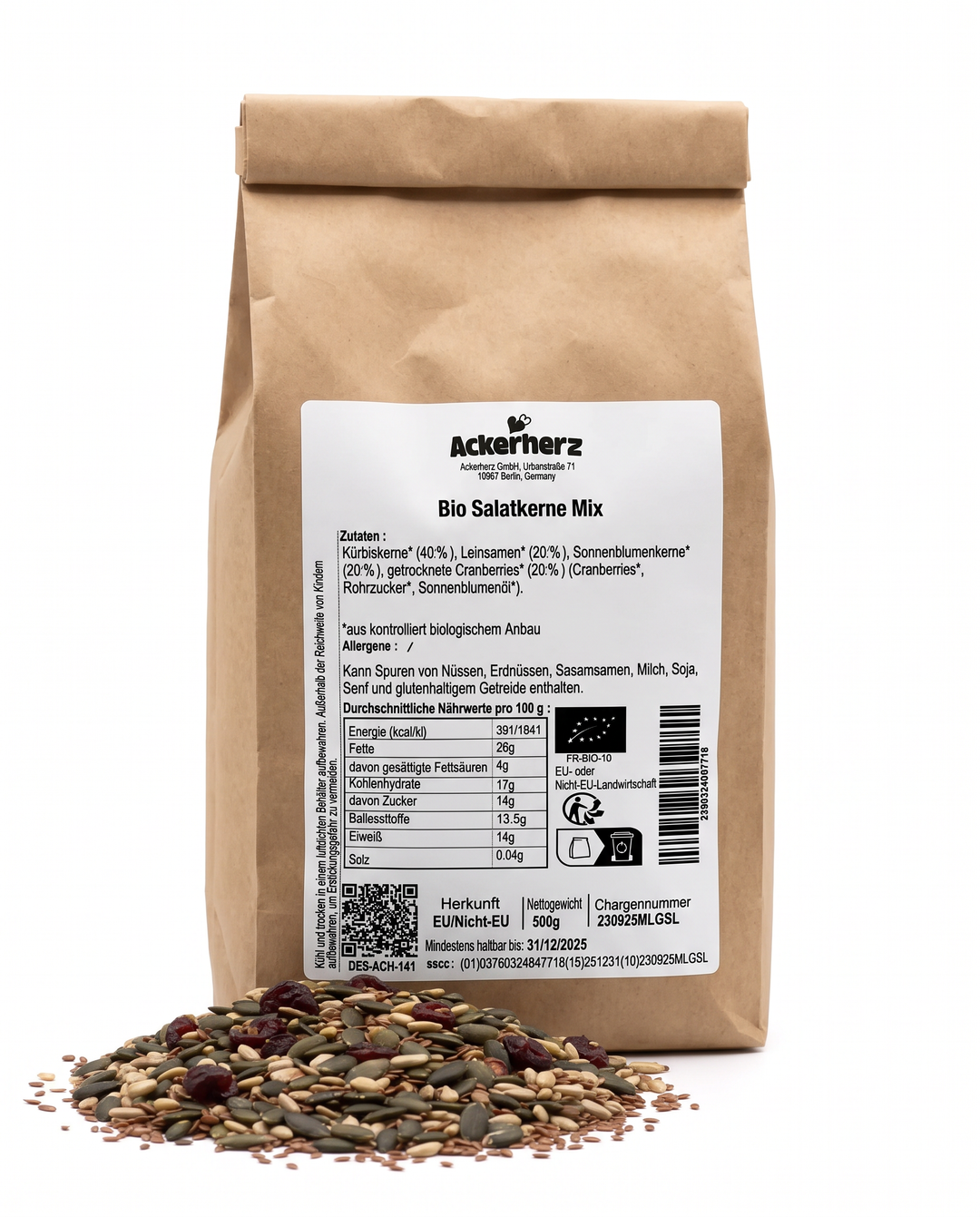 Bio Salatkerne Mix mit Cranberries 500 g