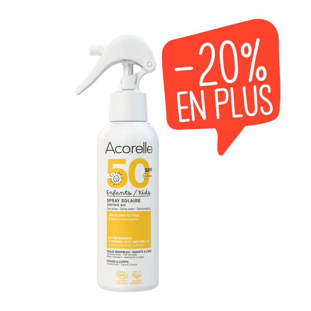 Spray solaire enfants SPF50 certifié bio