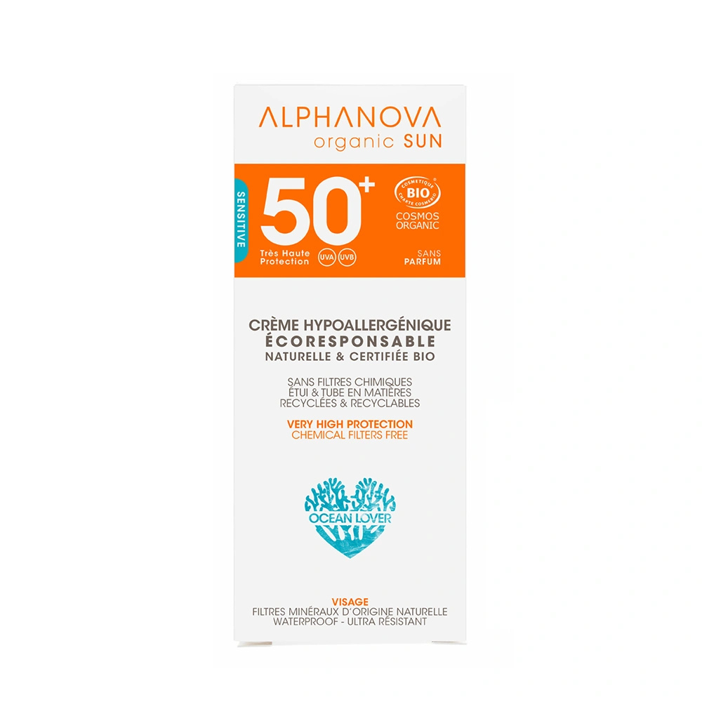Crème hypoallergénique SPF50+ certifiée bio
