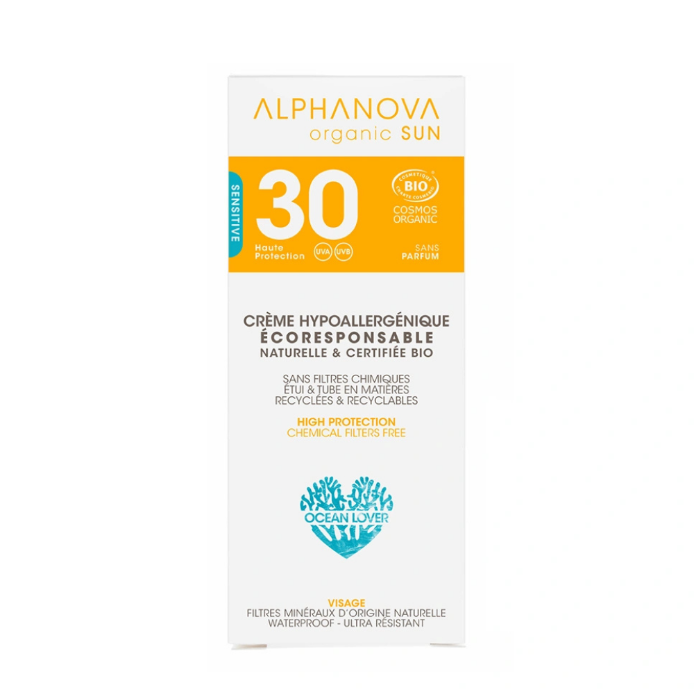 Crème hypoallergénique SPF30+ certifiée bio