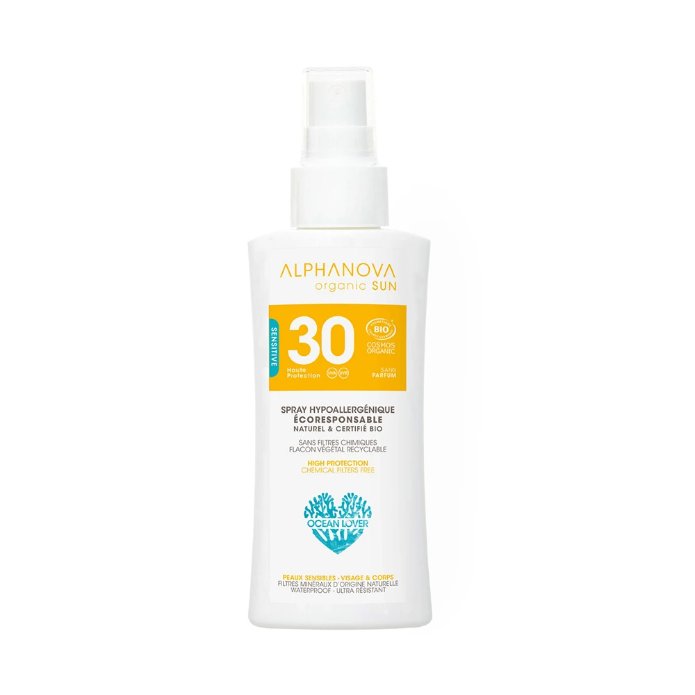 Spray hypoallergénique SPF30 certifié bio