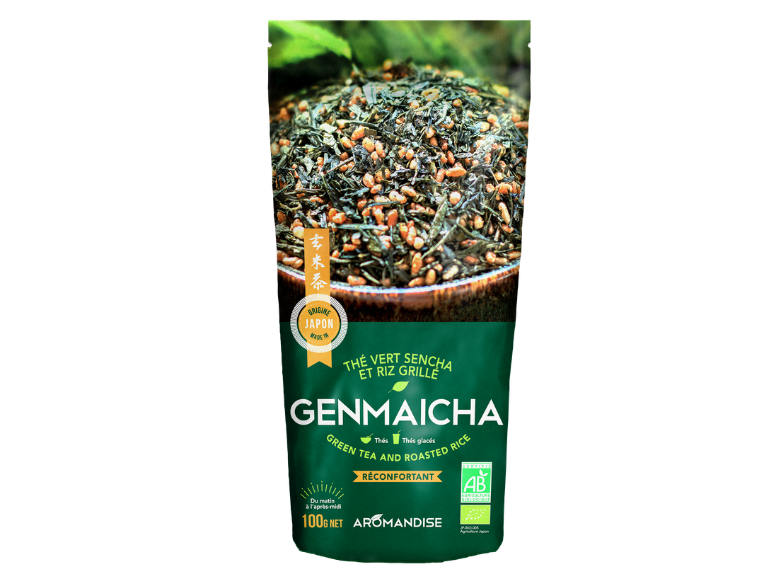 Thé vert sencha et riz grillé Genmaicha bio