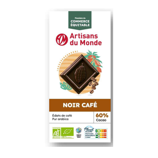Chocolat noir 60% aux éclats de café bio 