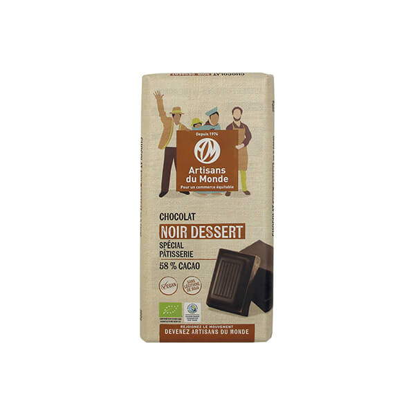Chocolat Noir Dessert 58% Bio et Équitable