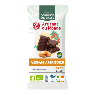 Chocolat vegan amandes bio et equitable