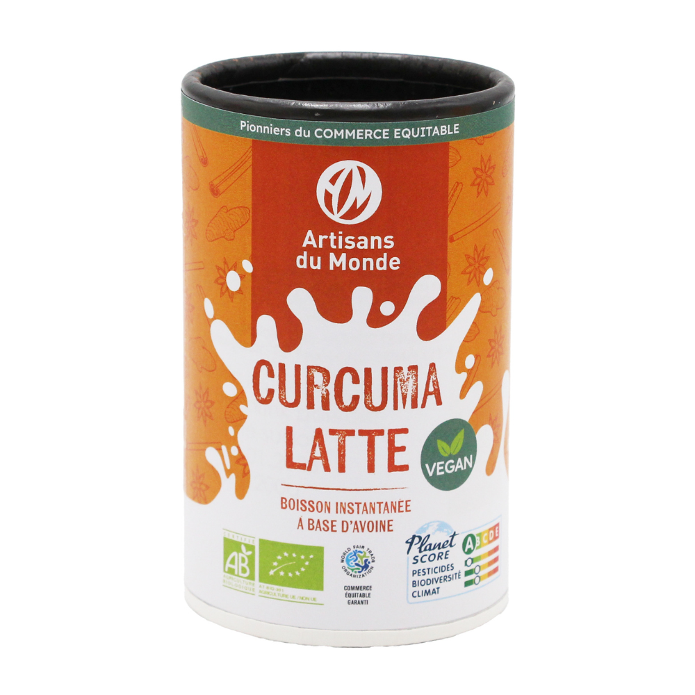 Curcuma latte vegan instantané bio et equitable