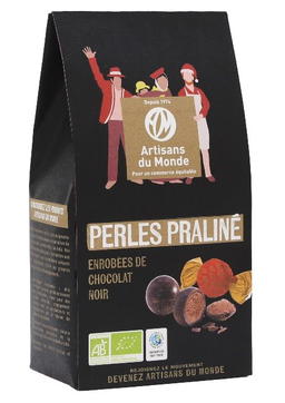 Perles praliné enrobées de chocolat noir bio et équitable