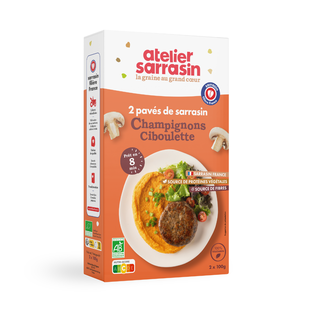 Pavés de sarrasin cuisinés champignon ciboulette bio