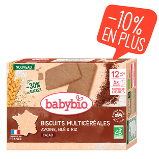 Biscuits multicéréales cacao - blé, riz & avoine bio (dès 12mois)