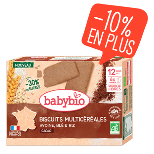 Biscuits multicéréales cacao - blé, riz & avoine bio (dès 12mois)