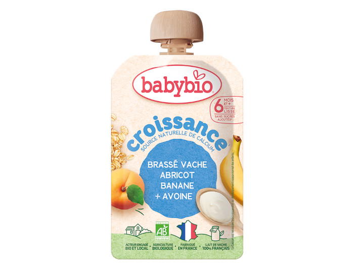 Brassé croissance, lait de vache, abricot, banane, dès 6 mois, bio