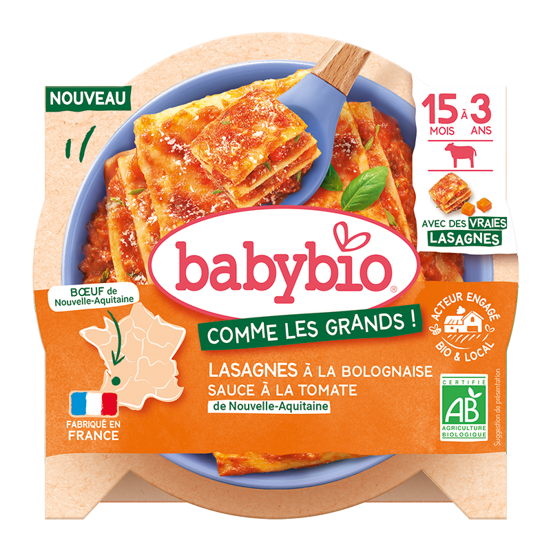Lasagnes à la bolognaise bœuf de Nouvelle-Aquitaine Bio (dès 15 mois)