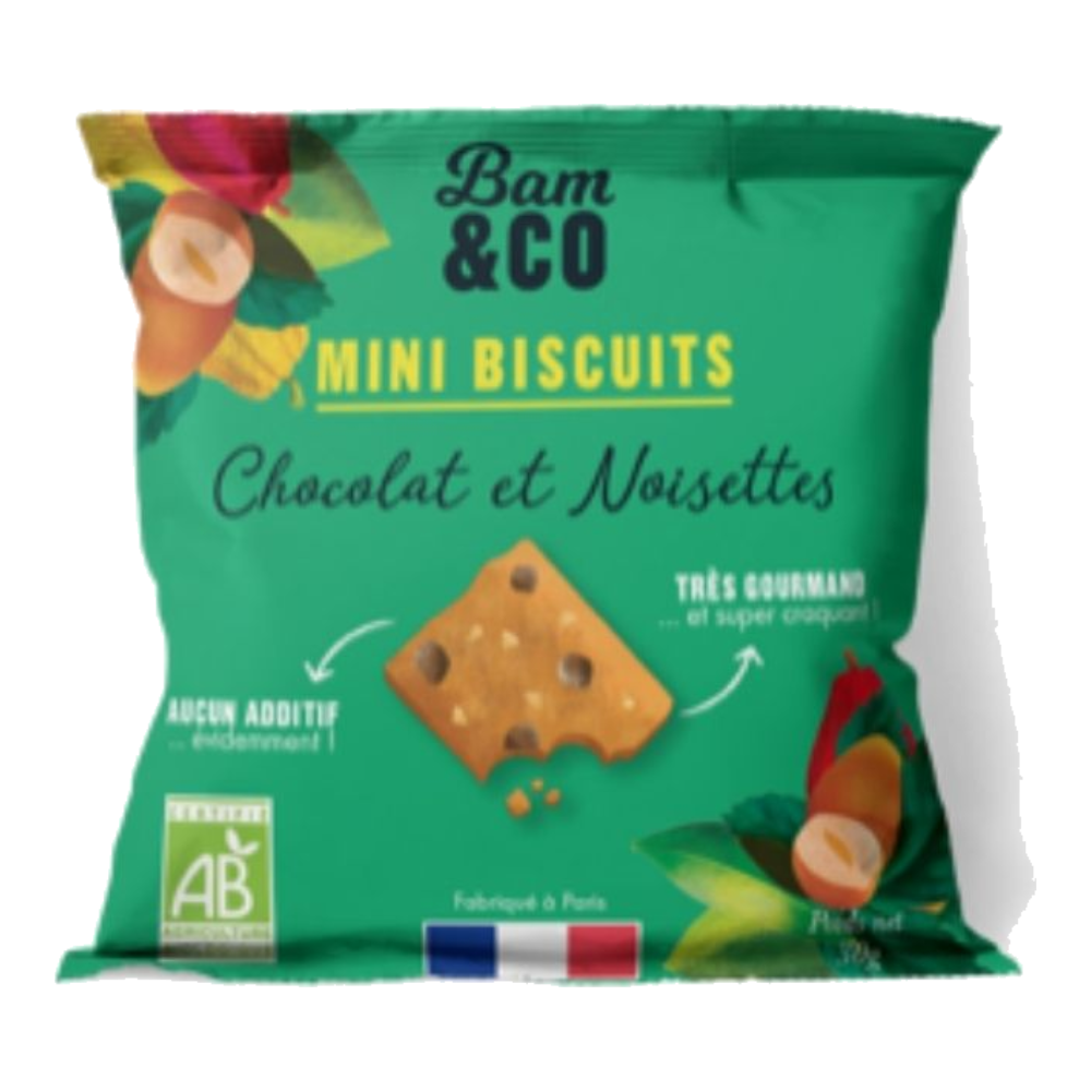 Mini biscuits chocolat noisettes bio