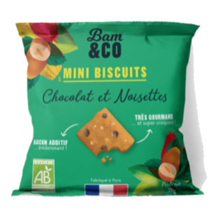 Mini biscuits chocolat noisettes bio