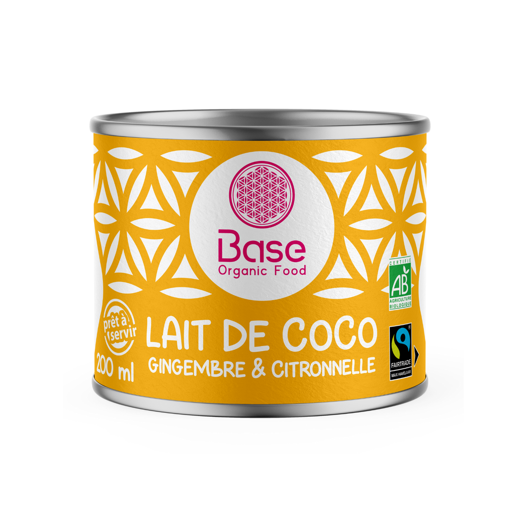 Lait de coco gingembre et citronnelle bio et équitable