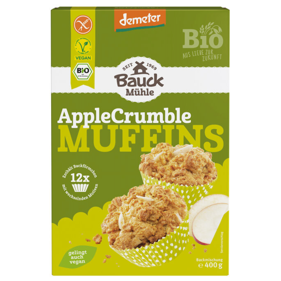Bio Apple Crumble Muffins Backmischung, glutenfrei, demeter