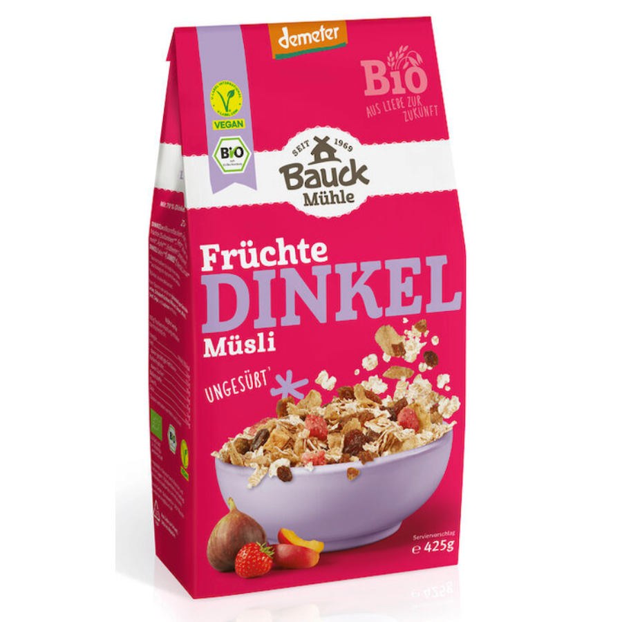 Bio Dinkel-Früchtemüsli, demeter