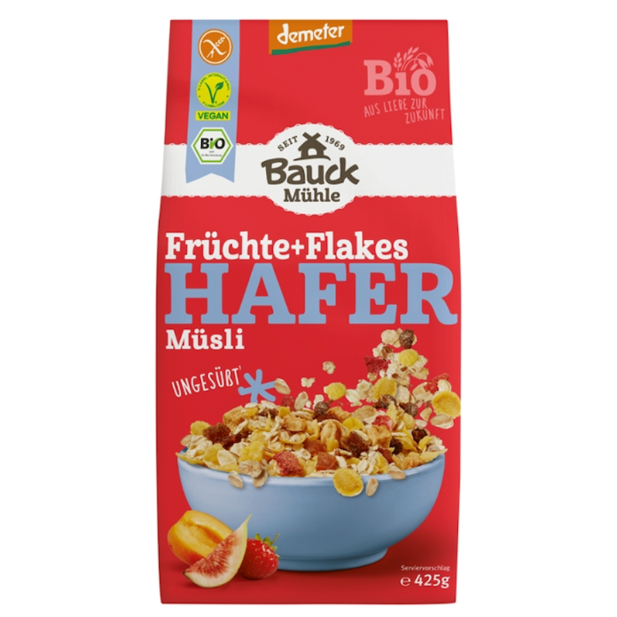 Bio Hafermüsli Früchte & Flakes, demeter, glutenfrei