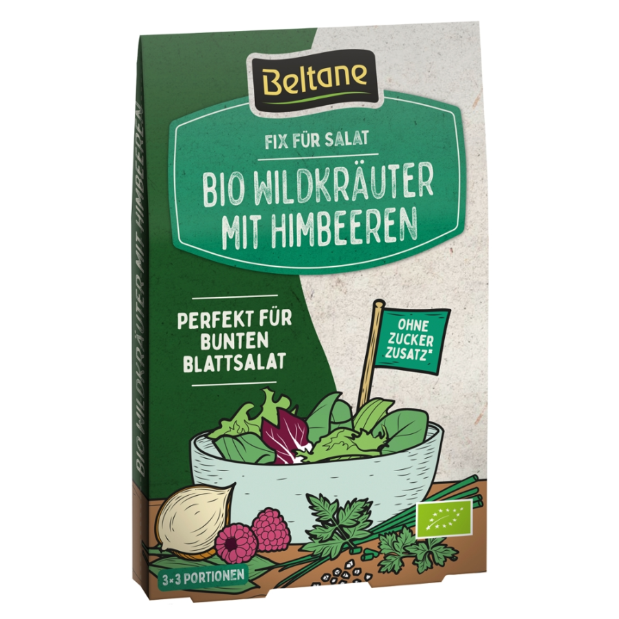 Bio Salatdressing Wildkräuter mit Himbeeren