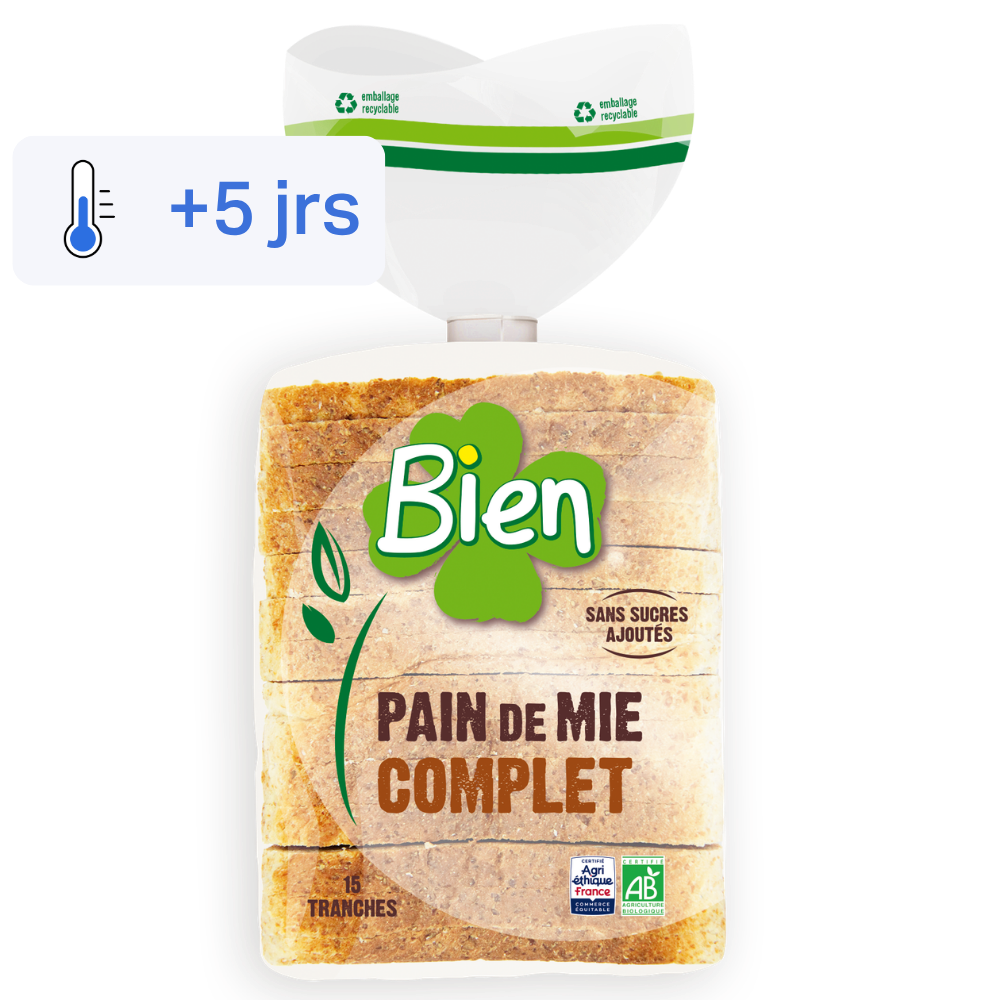 Pain de mie tranché à la farine complète de blé bio et équitable
