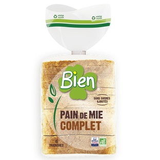 Pain de mie tranché à la farine complète de blé bio et équitable