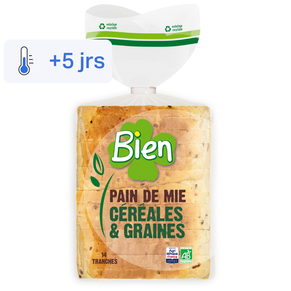 Pain de mie tranché aux céréales et graines bio et équitable