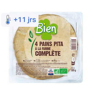 Pains pita à la farine complète bio et équitable x4
