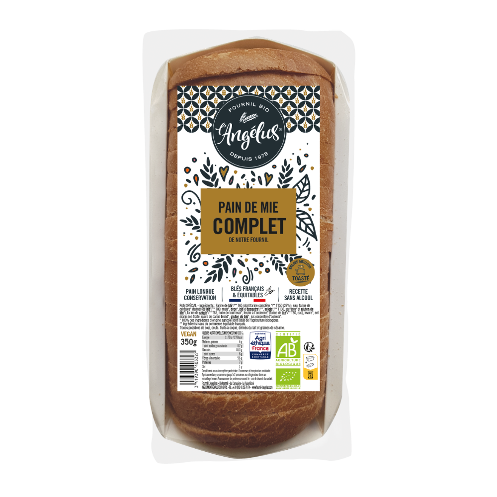Pain de mie complet tranché bio - 350g