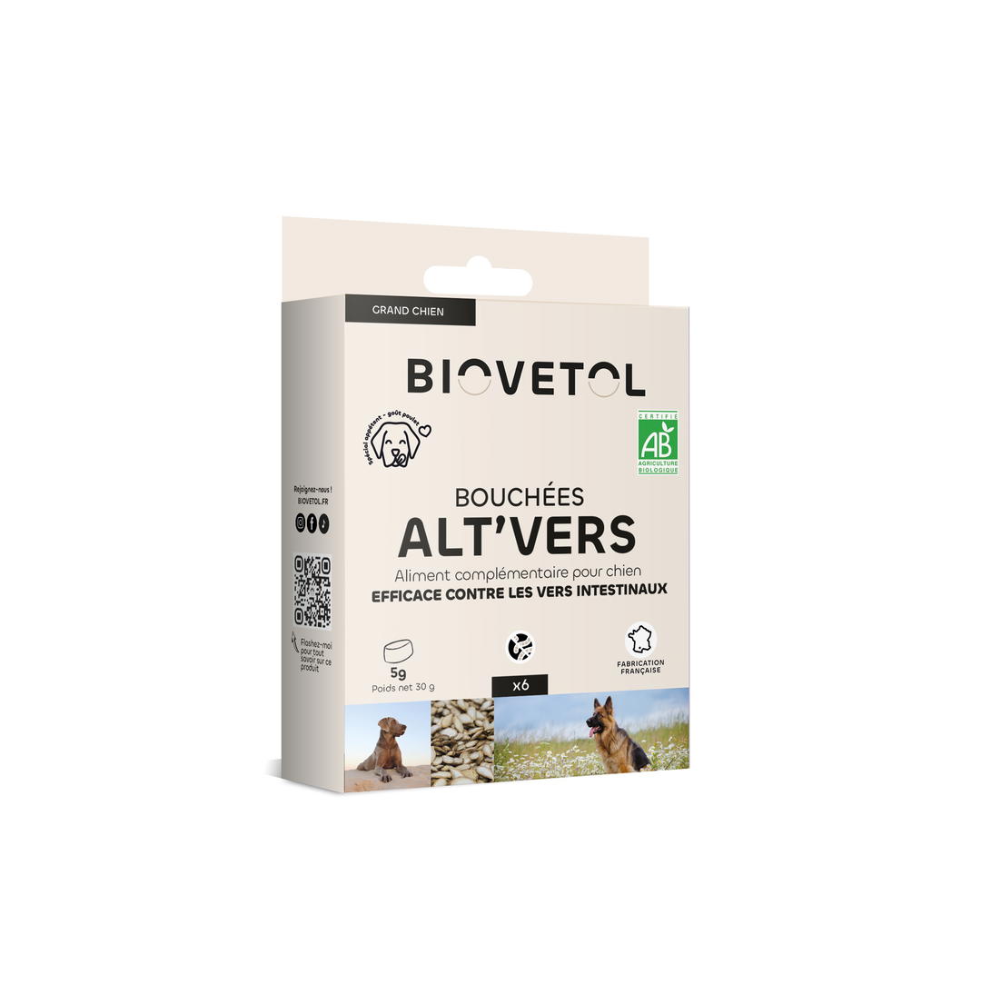 Bouchées contre les vers - alt’vers grand chien >15kgs bio x 6