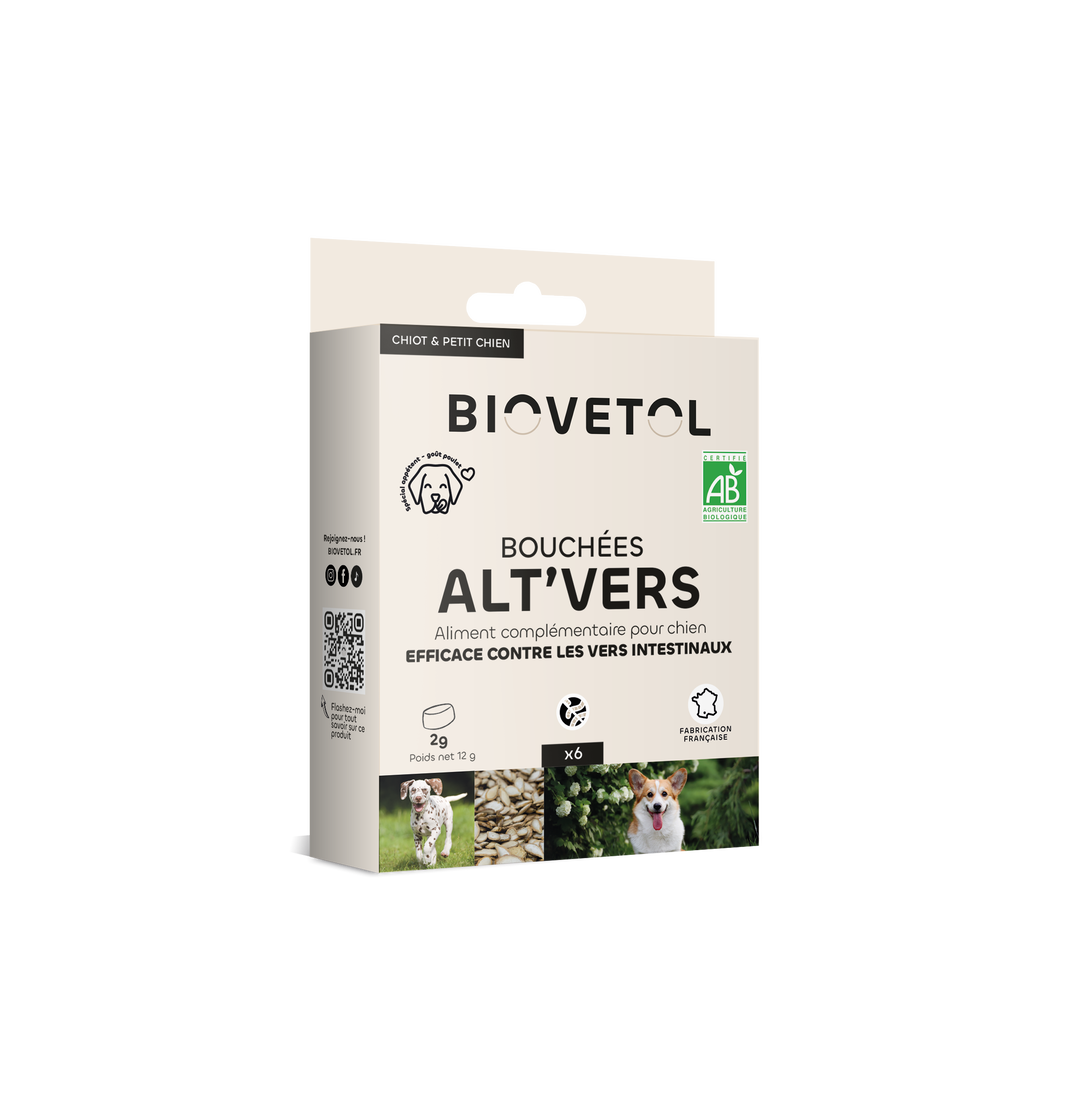 Bouchées contre les vers - alt’vers petit chien < 15kgs bio x 6