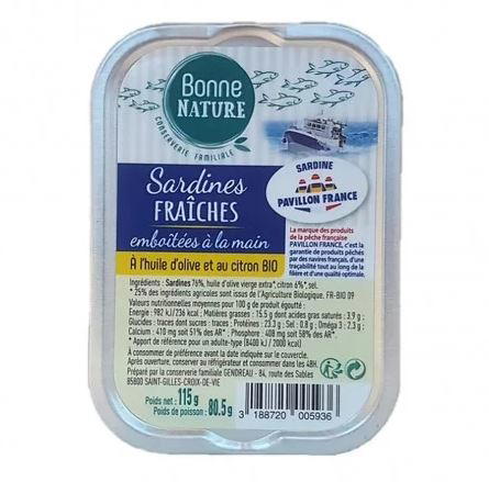 Sardines MSC à l'Huile d'Olive et au Citron Bio