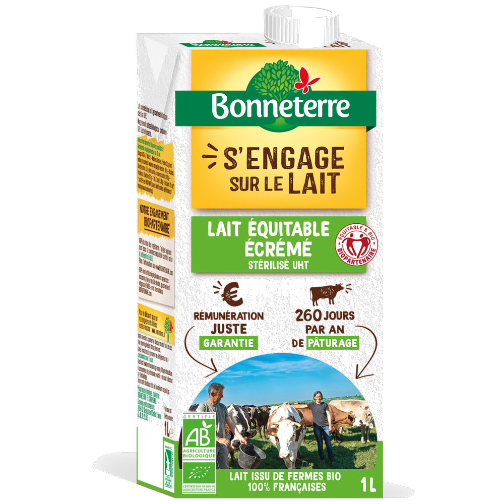 Lait UHT écrémé bio et équitable