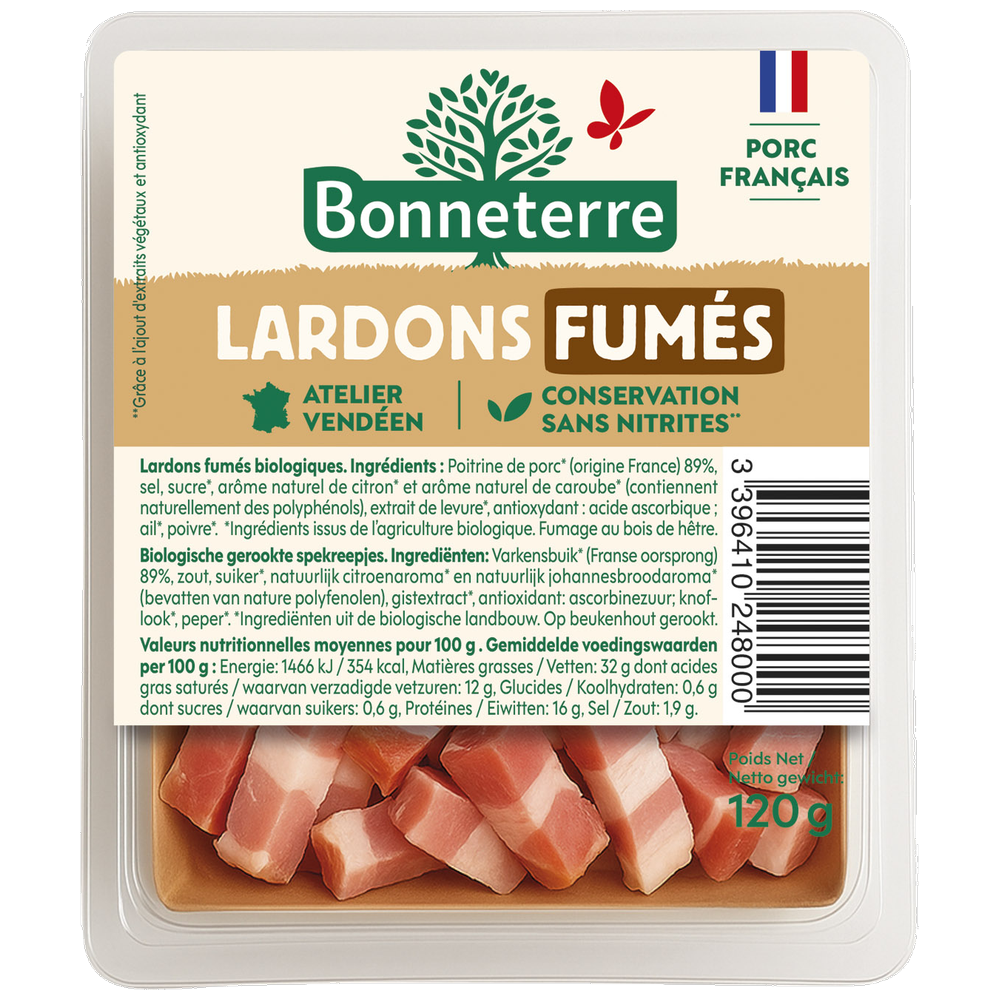 Lardons fumés sans nitrites bio