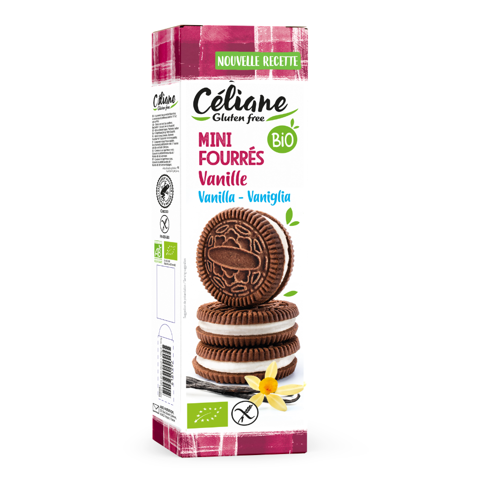 Mini biscuits fourrés vanille sans gluten bio