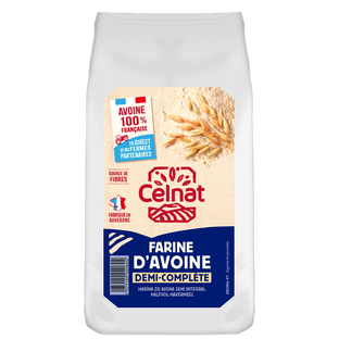 Farine d'avoine semi-complète bio