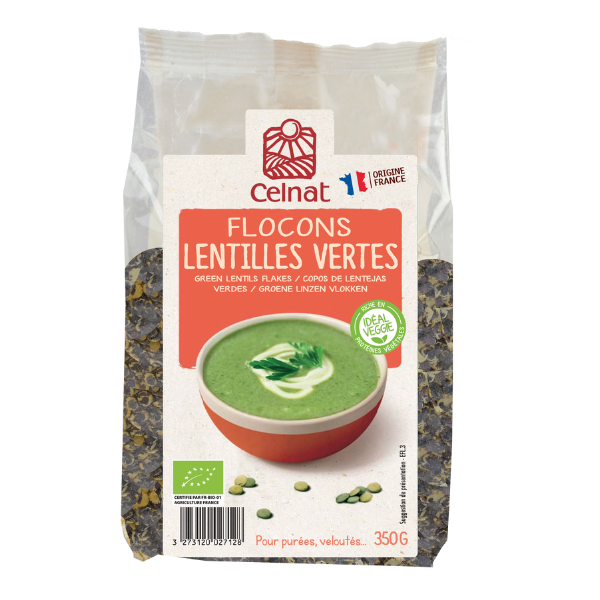 Flocons de lentilles vertes bio
