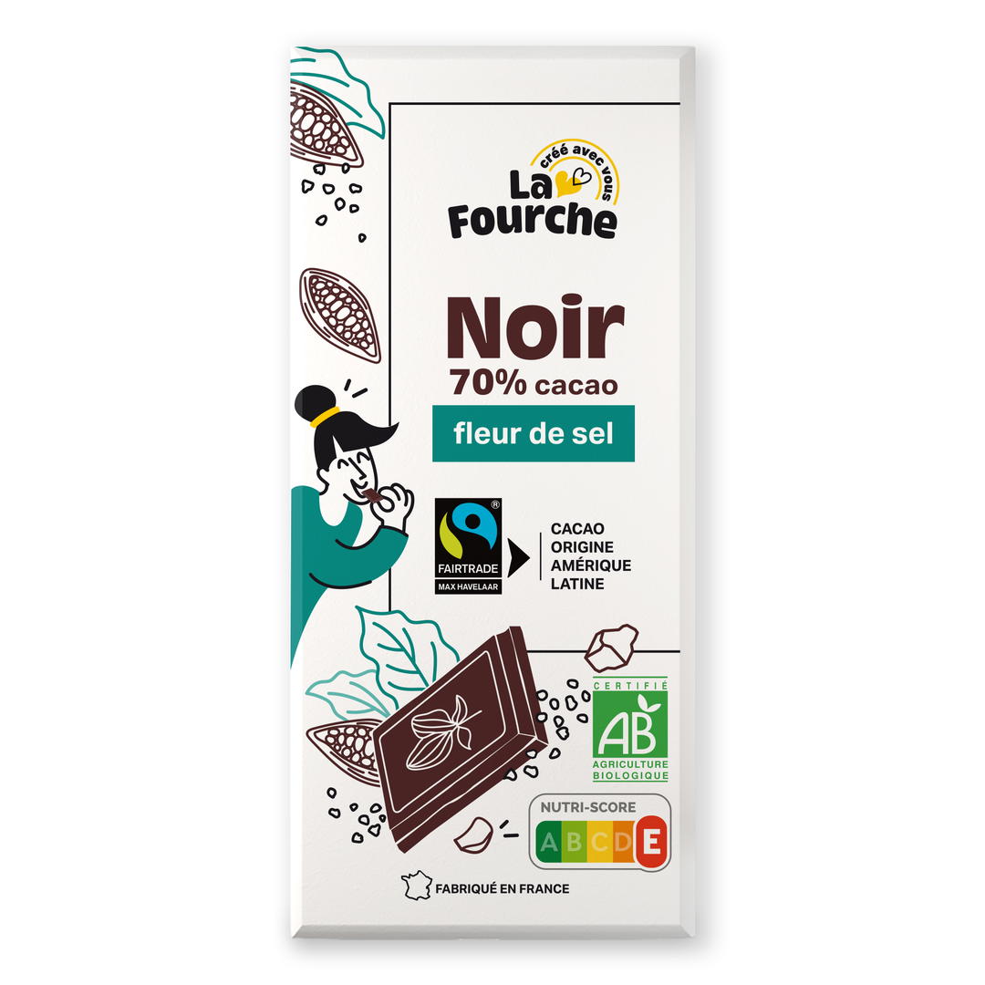 Chocolat noir 70% à la fleur de sel bio et équitable