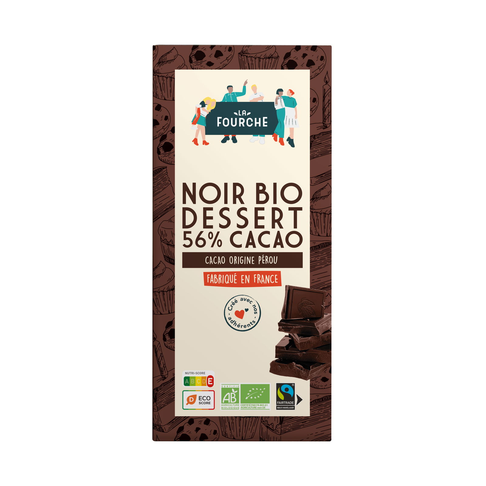 Chocolat Noir Dessert Pâtissier 56% Bio et Équitable