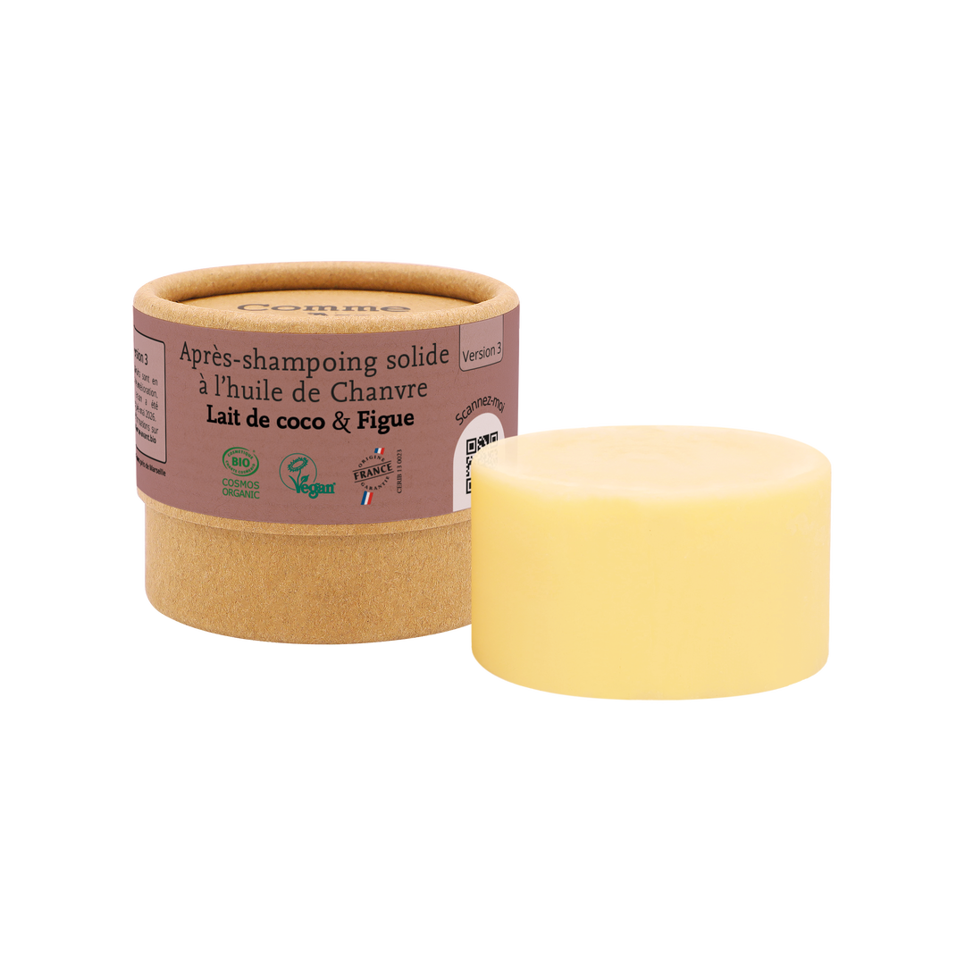 Après-shampoing solide à l'huile de Chanvre - Lait de coco & Figue
