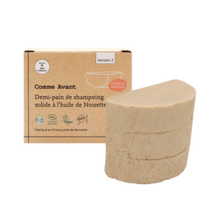 Demi-pain de shampoing solide à l'huile de noisette certifié bio