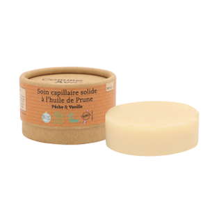 Soin capillaire solide à l'huile de prune - pêche & vanille