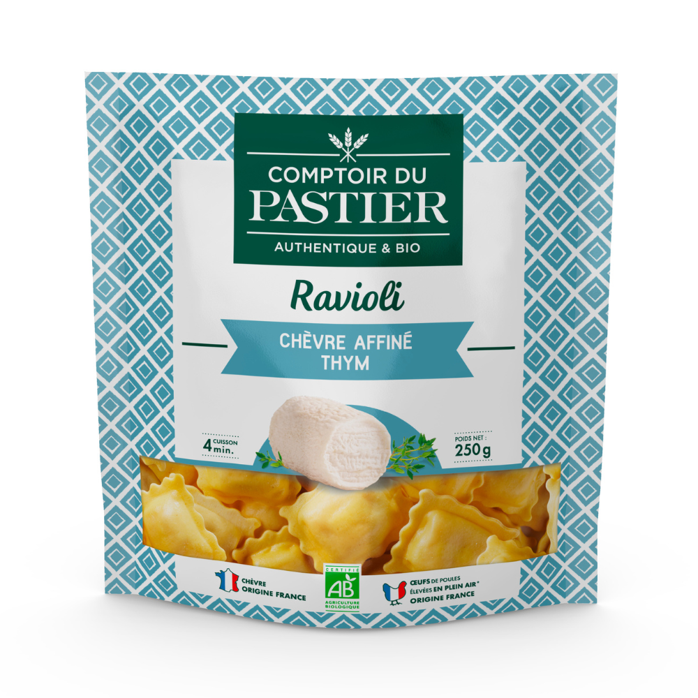 Ravioli chèvre affiné et thym bio