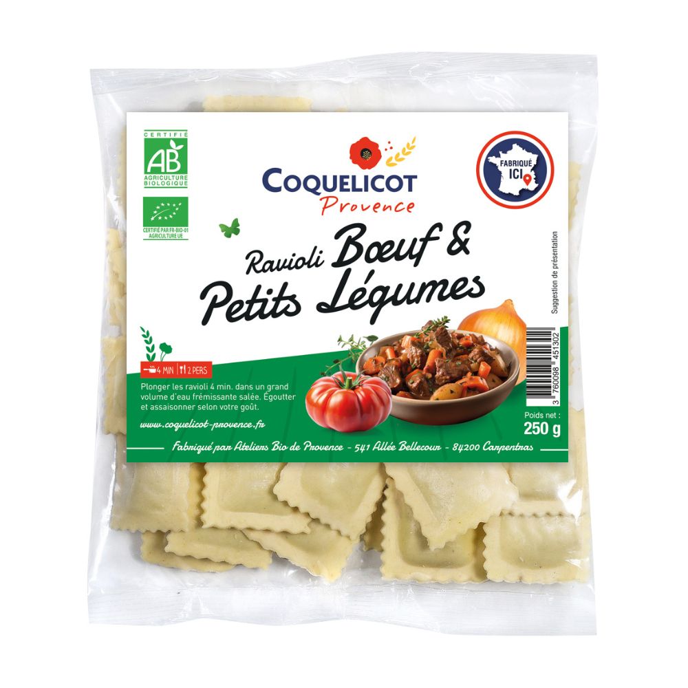 Ravioli bœuf et petits légumes bio